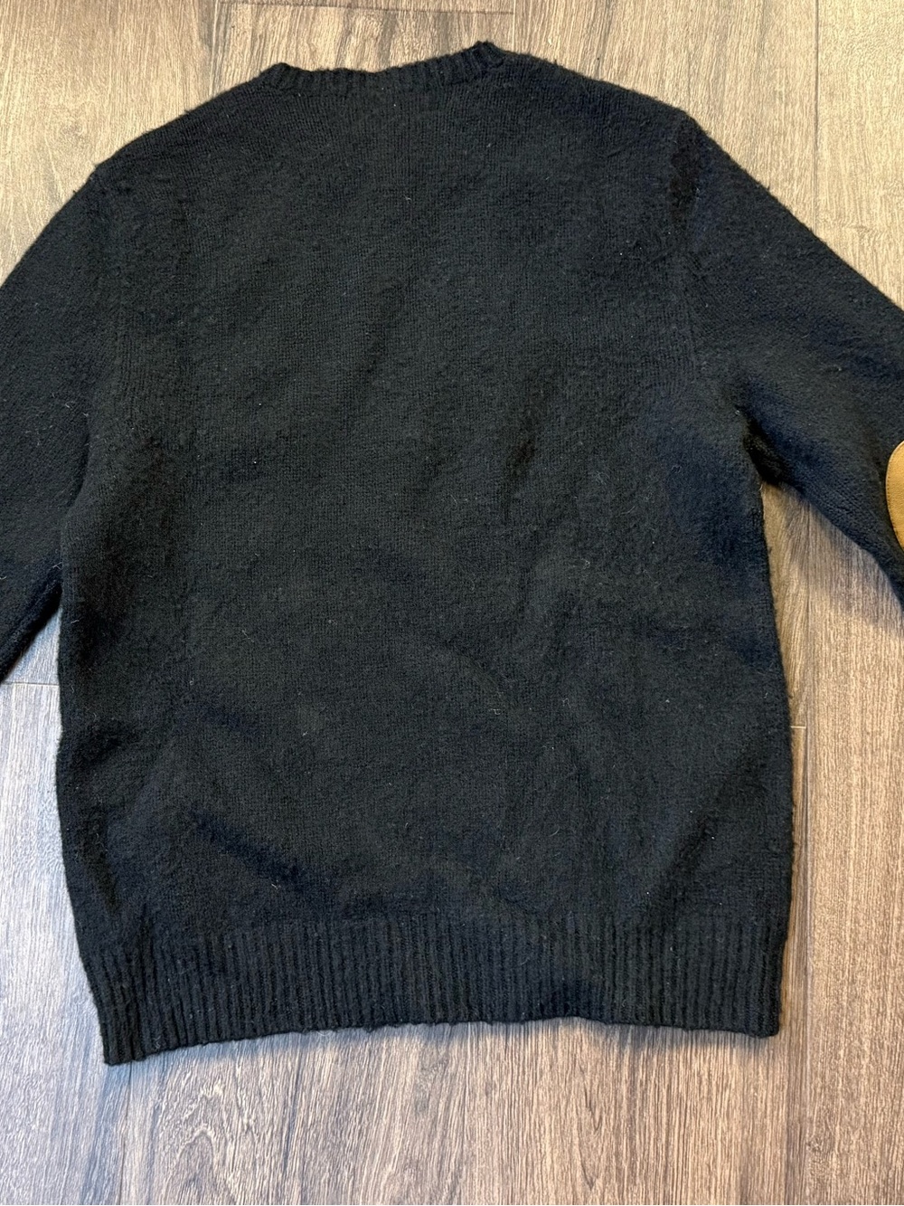 Ralph Lauren Black Crewneck Sweater with Tan Elbow Patches